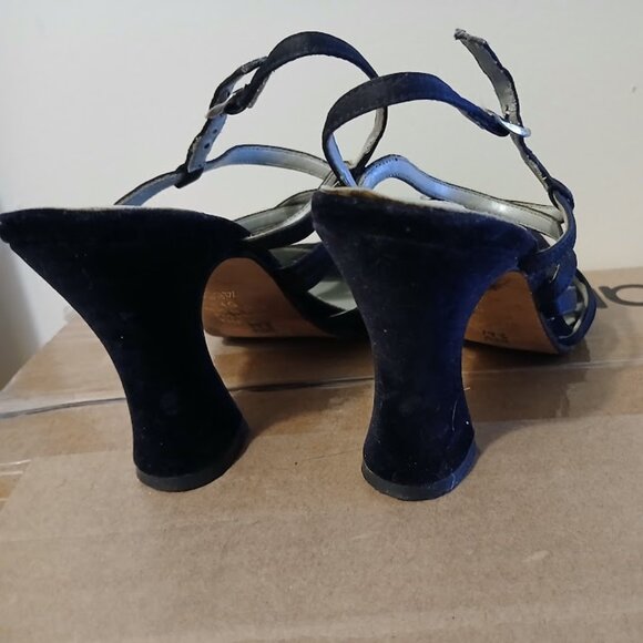 UNLISTED Velvet Black High Heels 5.5 Cuban Strappy sling back Formal Sexy! - Picture 9 of 11